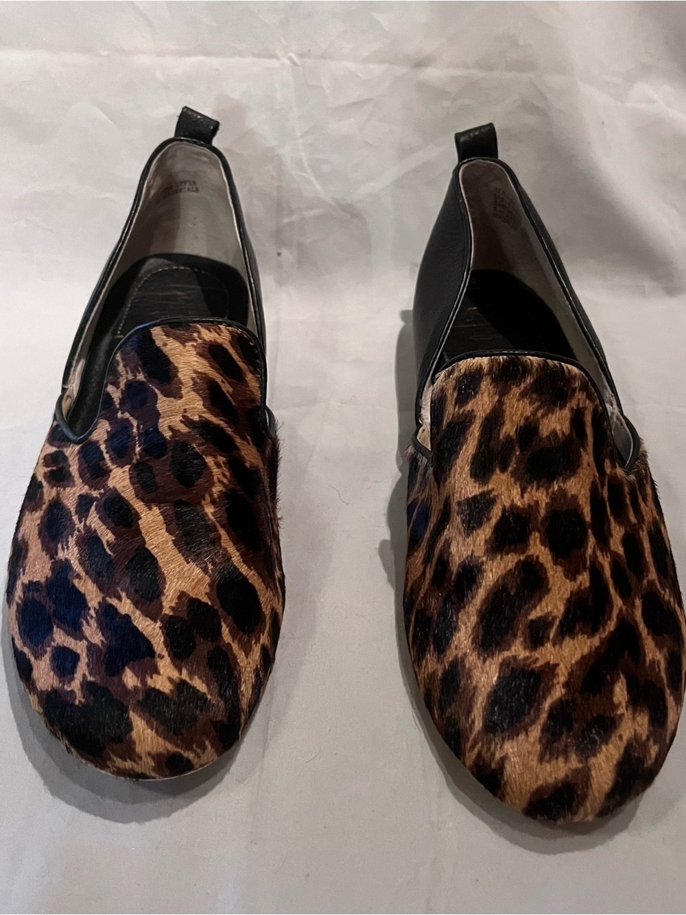 Latigo Leopard Print on Pony Hair Slip-On Flats Made of Latigo Leather